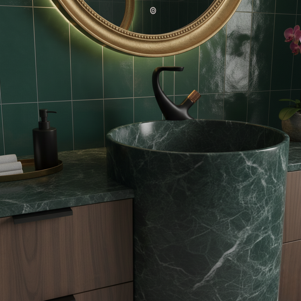 Robinet mitigeur lavabo salle de bain incurvé molette - Noir - Laiton