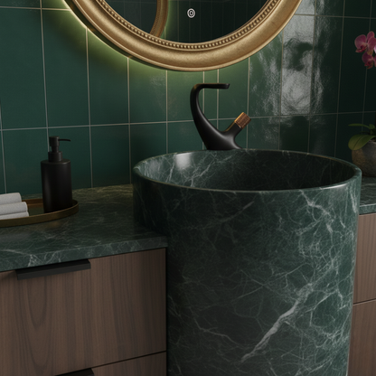 Robinet mitigeur lavabo salle de bain incurvé molette - Noir - Laiton