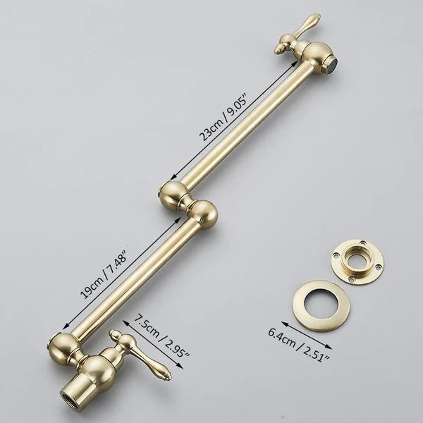 Robinet mitigeur cuisine évier rabattable rétro mural encastrable - Noir - Laiton