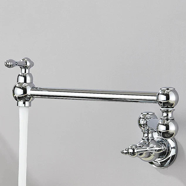 Robinet mitigeur cuisine évier rabattable rétro mural encastrable - Argenté - Laiton (à revoir- img fond gris Argenté Chromé)+img lifestyle