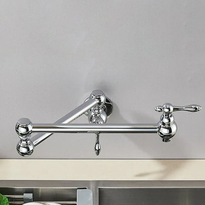 Robinet mitigeur cuisine évier rabattable rétro mural encastrable - Argenté - Laiton (à revoir- img fond gris Argenté Chromé)+img lifestyle