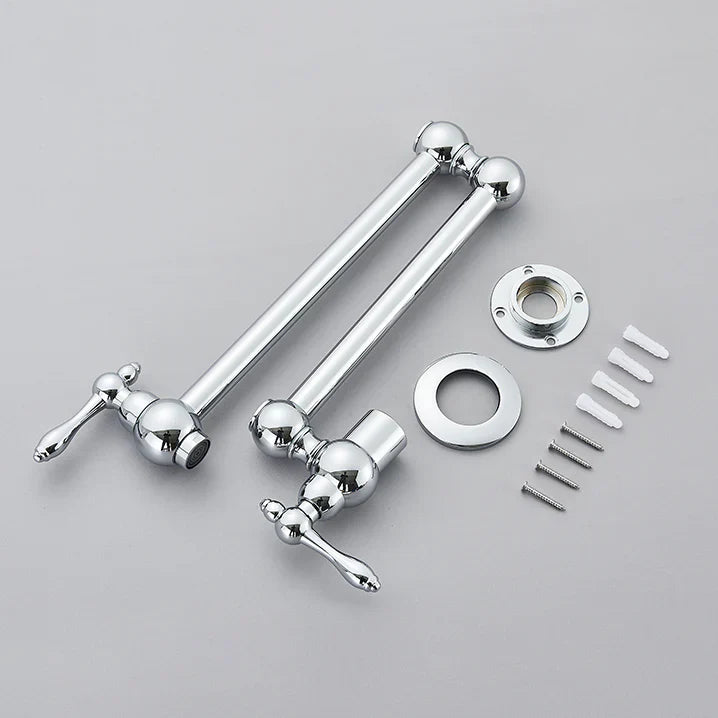 Robinet mitigeur cuisine évier rabattable rétro mural encastrable - Argenté - Laiton (à revoir- img fond gris Argenté Chromé)+img lifestyle