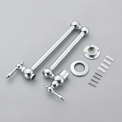 Robinet mitigeur cuisine évier rabattable rétro mural encastrable - Argenté - Laiton (à revoir- img fond gris Argenté Chromé)+img lifestyle