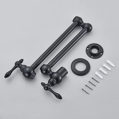 Robinet mitigeur cuisine évier rabattable rétro mural encastrable - Noir - Laiton