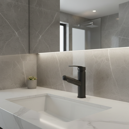 Robinet lavabo salle de bain flexible - Noir mat