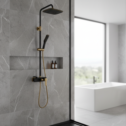 Robinet mitigeur salle de bain baignoire douche - Noir Doré