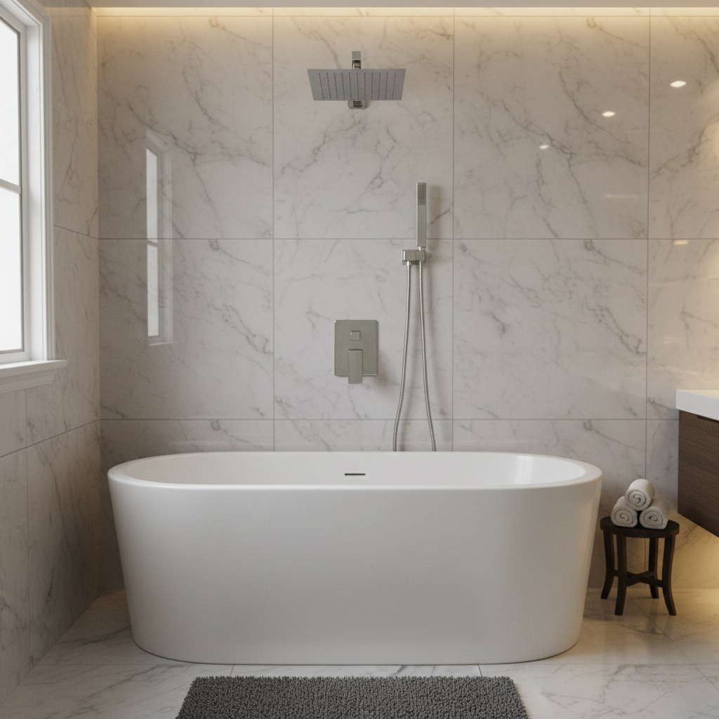 Robinet mitigeur salle de bain colonne de douche douchette - Argenté - Laiton