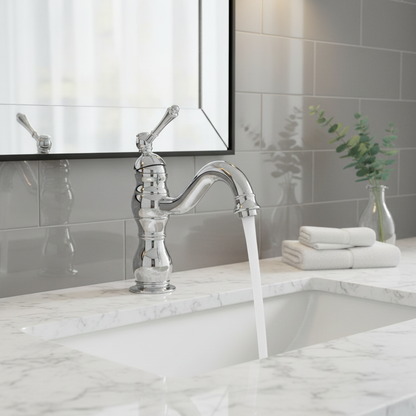 Robinet mitigeur salle de bain lavabo vintage rétro - Argenté - Laiton