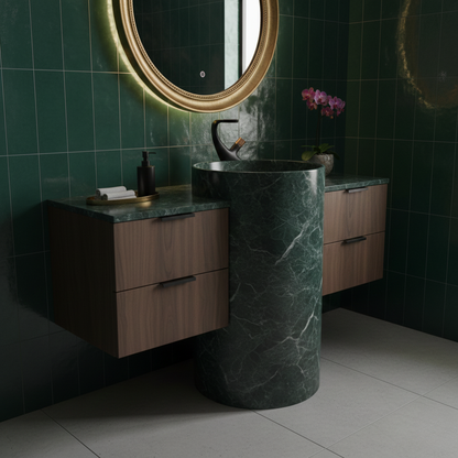 Robinet mitigeur lavabo salle de bain incurvé molette - Noir - Laiton