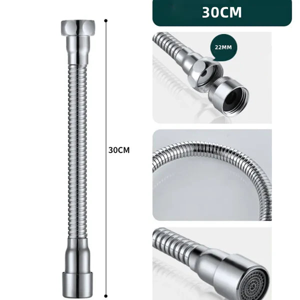 Rallonge de robinet rotatif flexible aérateur d'eau - Argenté