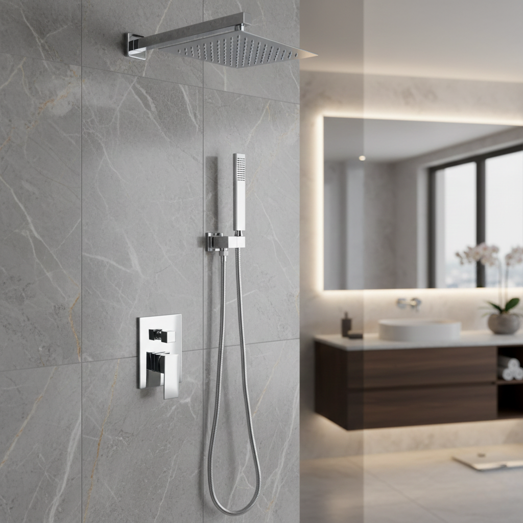 Robinet mitigeur salle de bain colonne de douche douchette - Argenté - Laiton