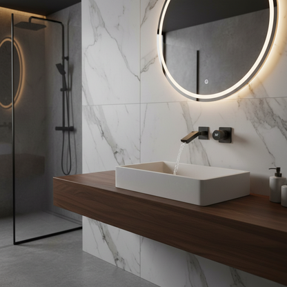 Robinet mitigeur salle de bain lavabo mural encastrable pivotant - Argenté - Laiton