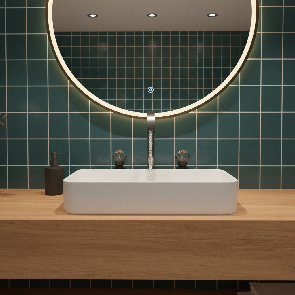 Robinet salle de bain lavabo poignées déportées chics - Noir - Laiton