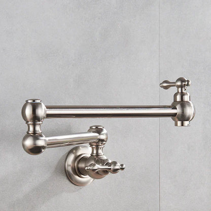 Robinet mitigeur cuisine évier rabattable rétro mural encastrable - Argenté - Laiton (à revoir- img fond gris Argenté Chromé)+img lifestyle