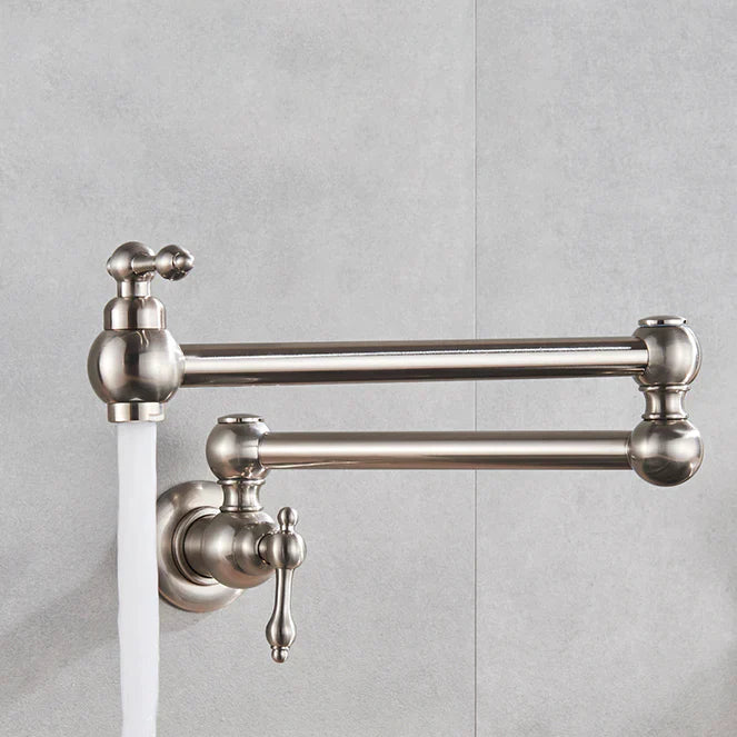 Robinet mitigeur cuisine évier rabattable rétro mural encastrable - Argenté - Laiton (à revoir- img fond gris Argenté Chromé)+img lifestyle