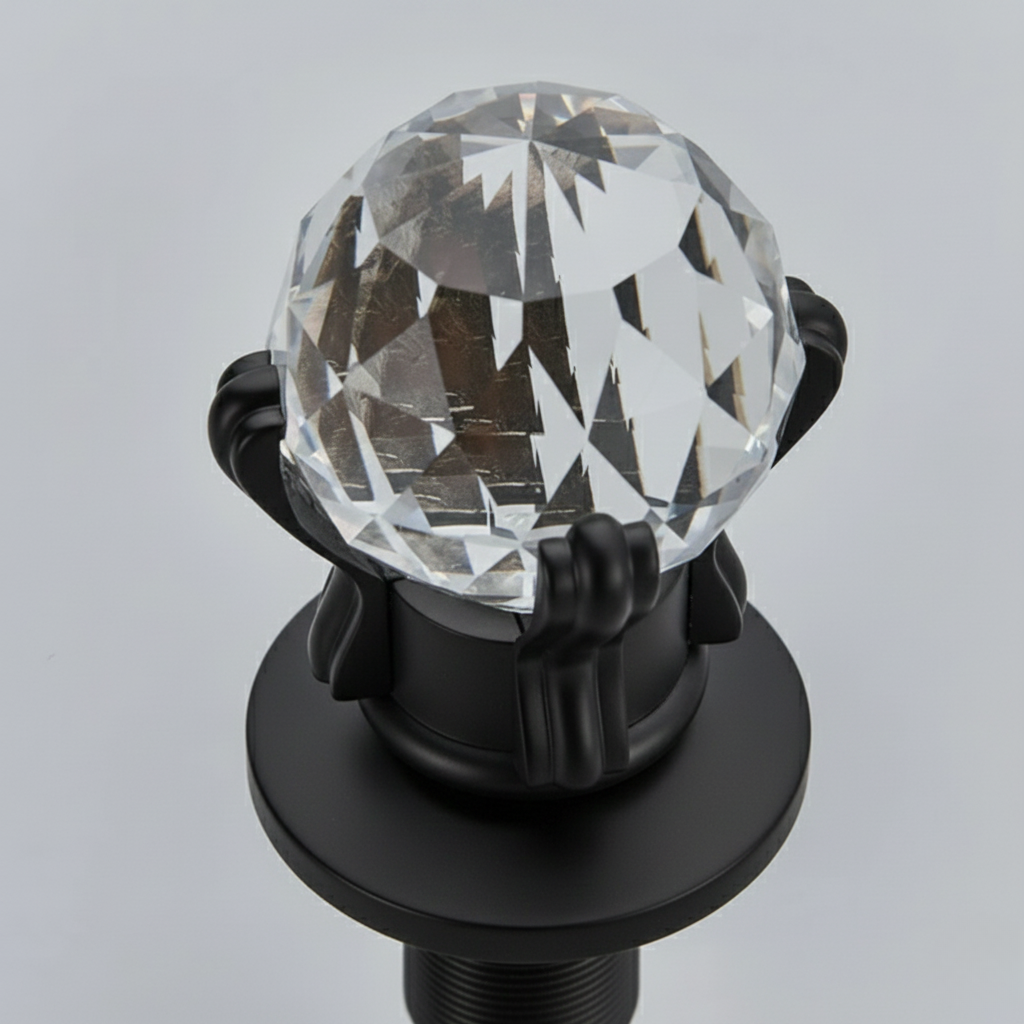 Robinet salle de bain lavabo poignées déportées chics - Noir - Laiton