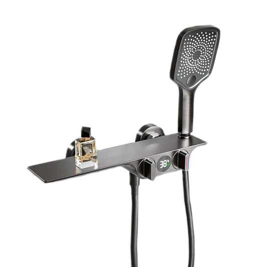 Robinet baignoire salle de bain cascade douchette affichage numérique - Argenté - Laiton