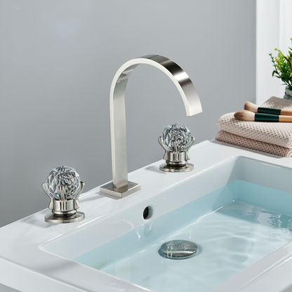 Robinet salle de bain lavabo poignées déportées chics - Argenté - Laiton