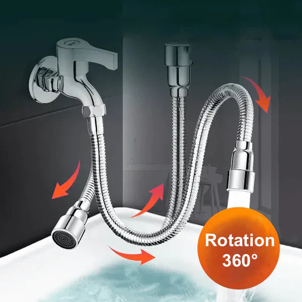Rallonge de robinet rotatif flexible aérateur d'eau - Argenté