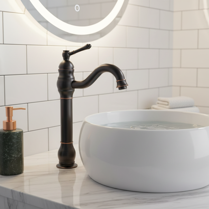 Robinet mitigeur salle de bain lavabo vintage rétro - Noir - Laiton