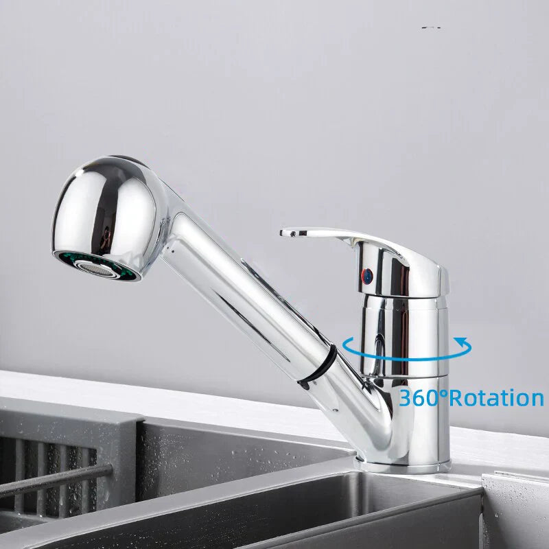 Robinet mitigeur cuisine évier flexible multijet - Argenté - Laiton