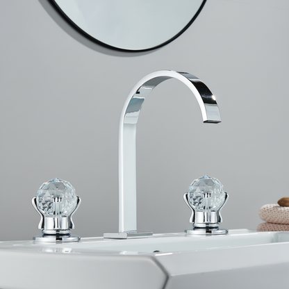 Robinet salle de bain lavabo poignées déportées chics - Argenté - Laiton