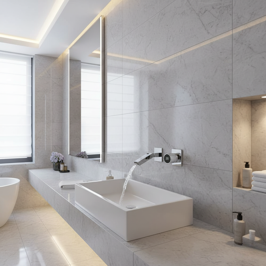 Robinet mitigeur salle de bain lavabo mural encastrable pivotant - Argenté - Laiton