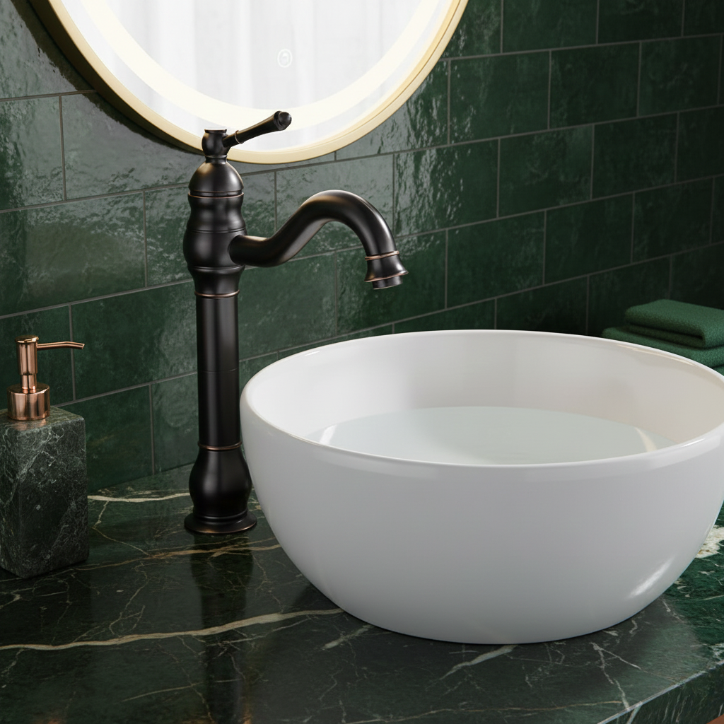 Robinet mitigeur salle de bain lavabo vintage rétro - Noir - Laiton