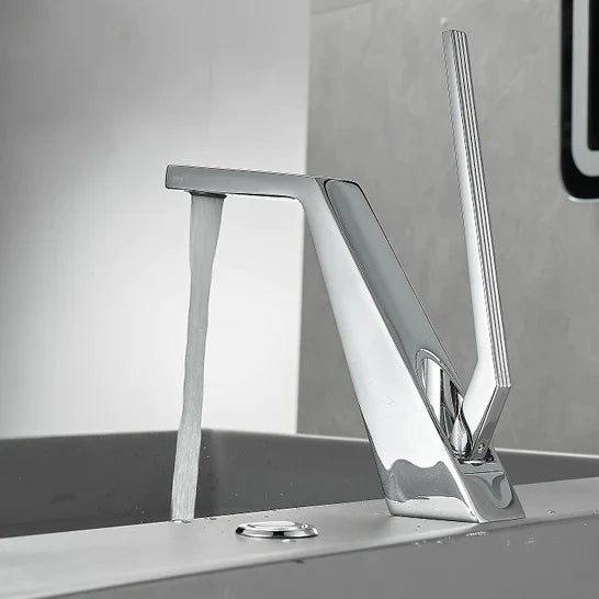 Robinet mitigeur salle de bain lavabo design contemporain - Argenté