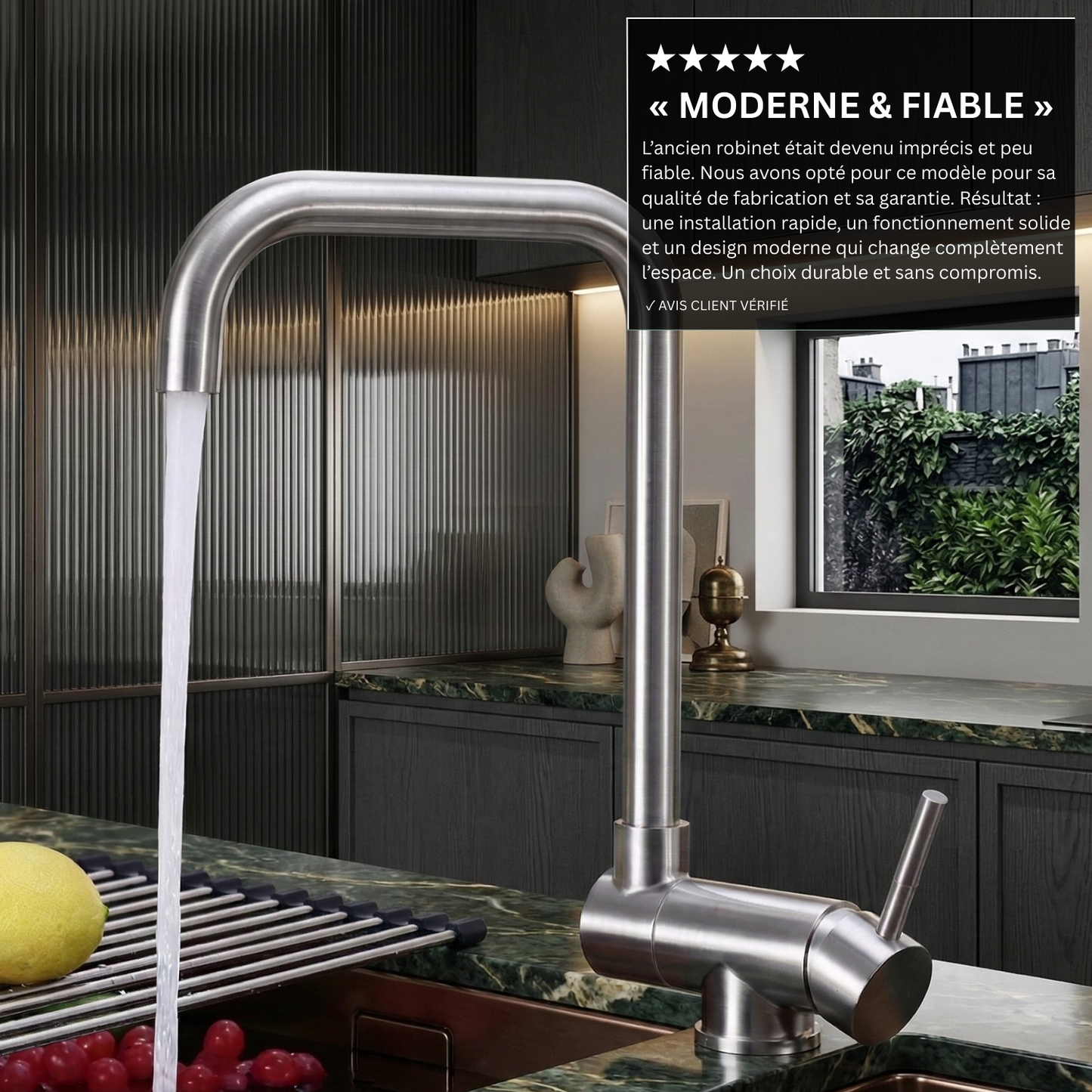 Robinet mitigeur évier cuisine pivotant pliable - Argenté