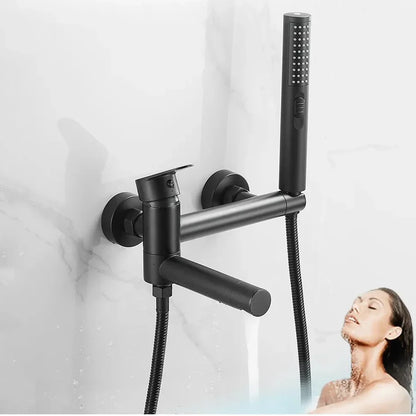 Robinet mitigeur baignoire salle de bain design moderne douchette - Noir - Laiton