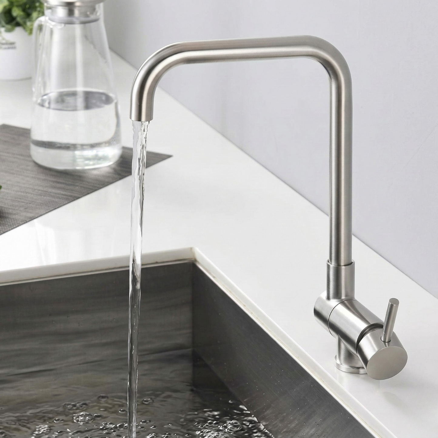 Robinet mitigeur évier cuisine pivotant pliable - Argenté