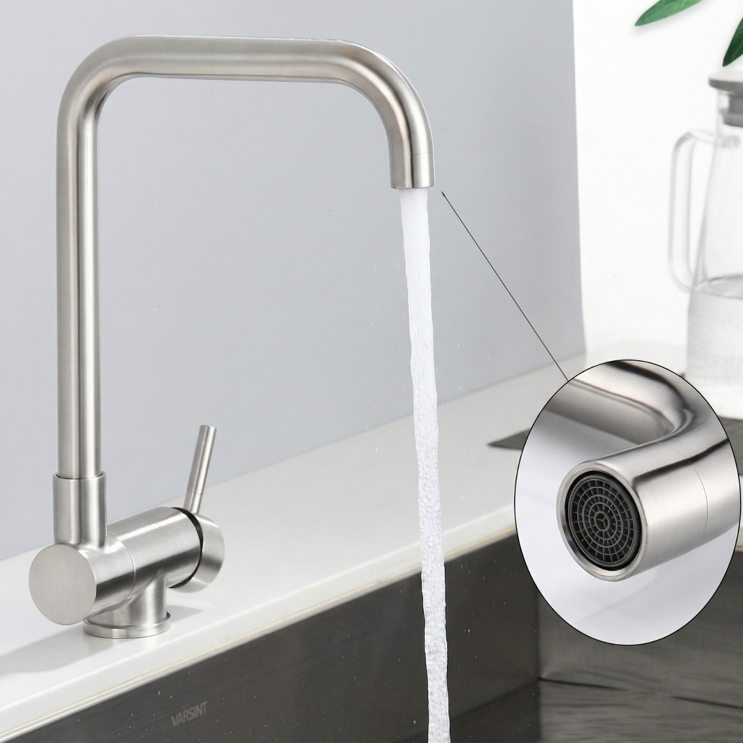 Robinet mitigeur évier cuisine pivotant pliable - Argenté