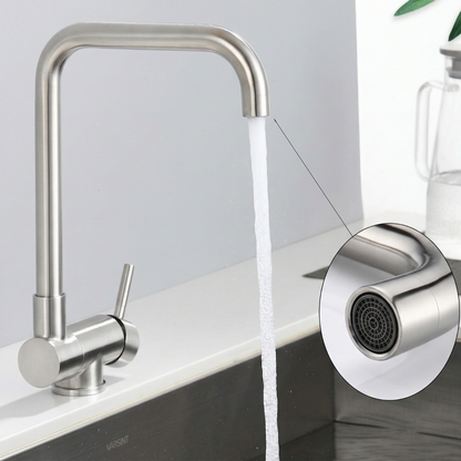 Robinet mitigeur évier cuisine pivotant pliable - Argenté