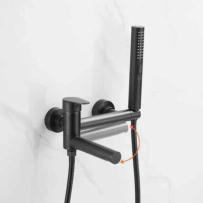 Robinet mitigeur baignoire salle de bain design moderne douchette - Noir - Laiton