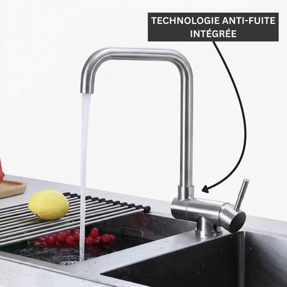 Robinet mitigeur évier cuisine pivotant pliable - Argenté