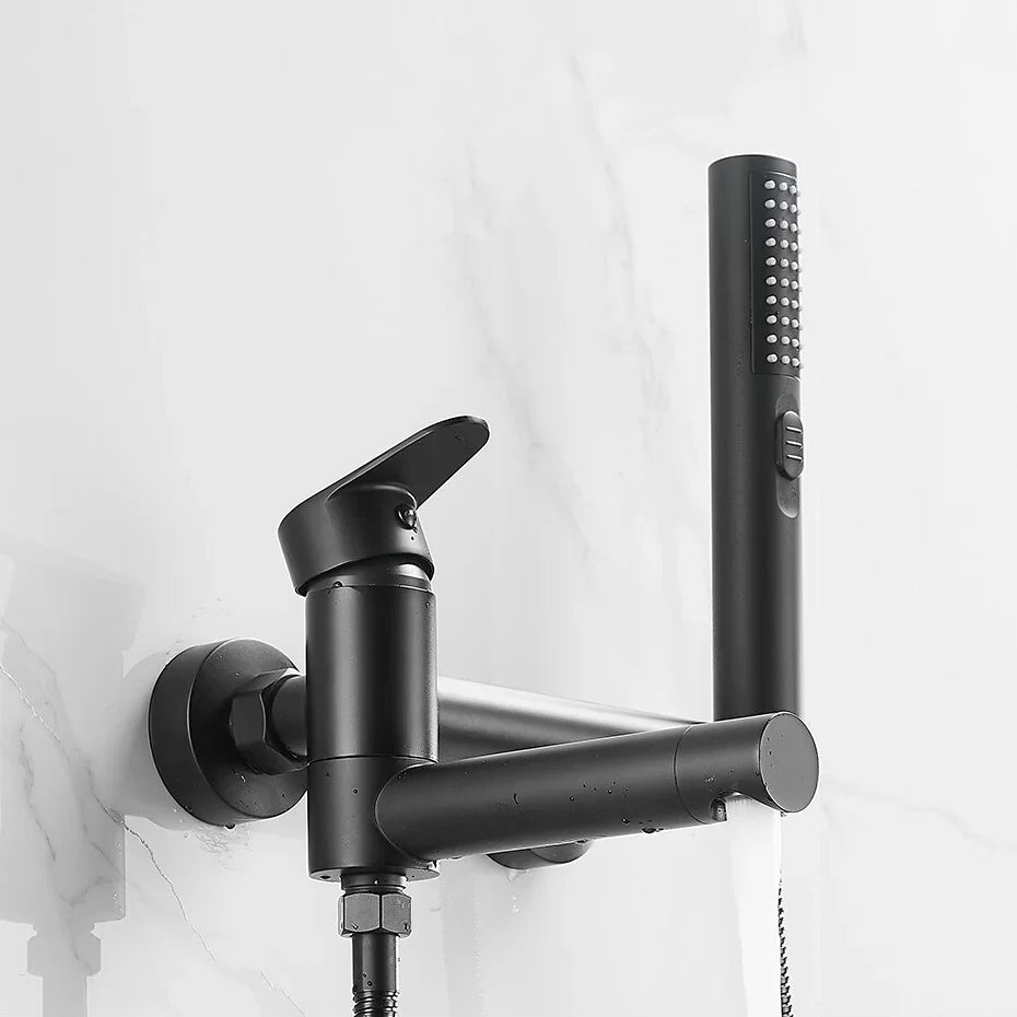 Robinet mitigeur baignoire salle de bain design moderne douchette - Noir - Laiton