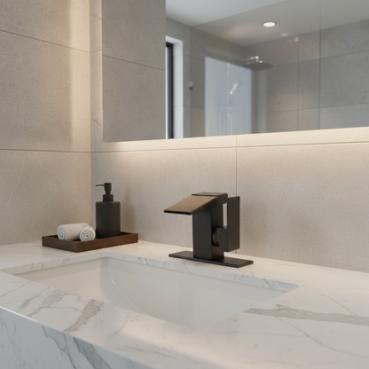 Robinet mitigeur salle de bain lavabo thermostatique affichage numérique - Noir - Laiton