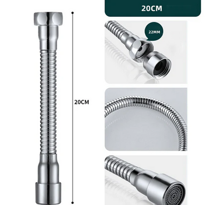Rallonge de robinet rotatif flexible aérateur d'eau - Argenté