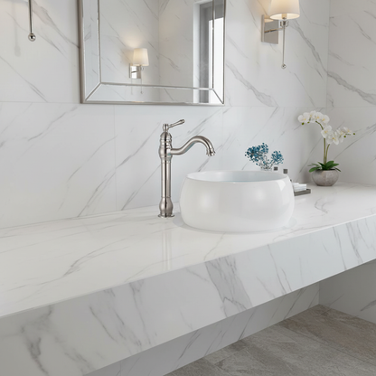 Robinet mitigeur salle de bain lavabo vintage rétro - Argenté - Laiton