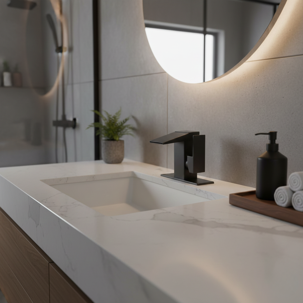 Robinet mitigeur salle de bain lavabo thermostatique affichage numérique - Noir - Laiton