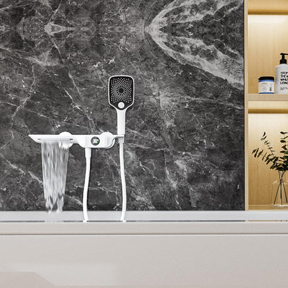 Robinet mitigeur baignoire salle de bain cascade douchette affichage numérique - Blanc - Laiton