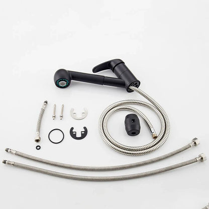 Robinet mitigeur cuisine évier flexible multijet - Noir mat - Laiton