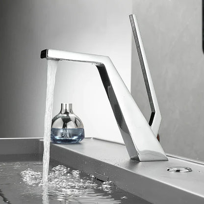Robinet mitigeur salle de bain lavabo design contemporain - Argenté
