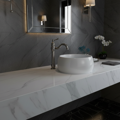 Robinet mitigeur salle de bain lavabo vintage rétro - Argenté - Laiton