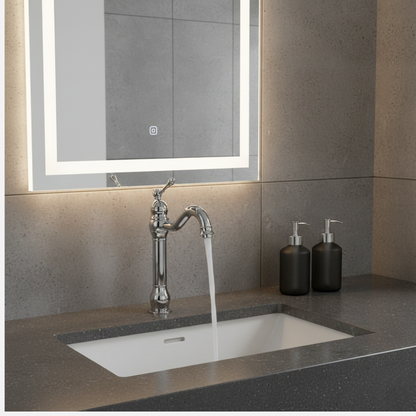 Robinet mitigeur salle de bain lavabo vintage rétro - Argenté - Laiton