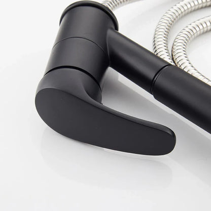 Robinet mitigeur cuisine évier flexible multijet - Noir mat - Laiton