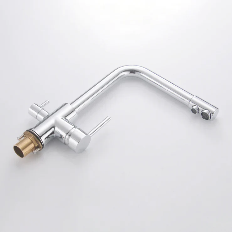 Robinet mitigeur cuisine évier purificateur d’eau 3 voies - Argenté - Laiton