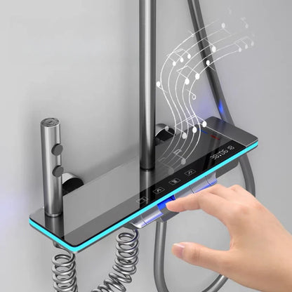 Douche mitigeur encastrable LED avec affichage digital – Argenté (description)