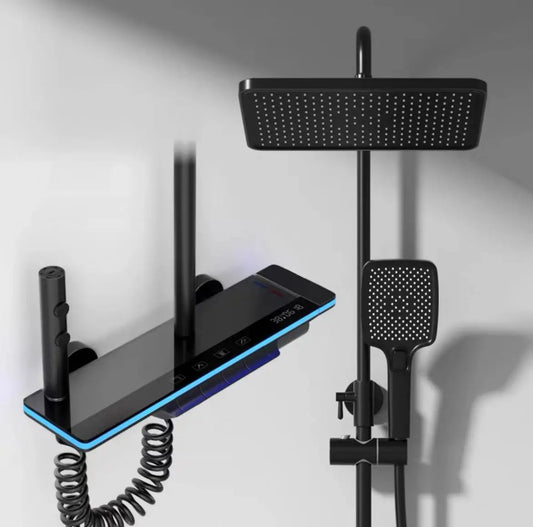 Douche mitigeur encastrable LED avec affichage digital – Noir (description)